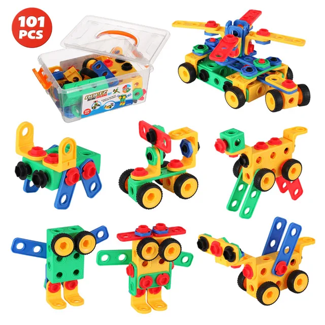 Screw Building Montessori Toys Constructor Block Construction Set  Plastic Nut and Bolt Toy Disassembly Screw Nut Toy Kids Gift 1