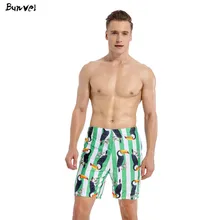 Bunvel, летний купальный костюм для мужчин, в полоску, с рисунком птицы, мужской купальник, сексуальные плавки, Maillot de bain homme, размера плюс