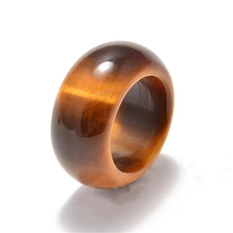 

100% Real Tiger Eye Natural Stone Gold Yellow Nickles Rings Women Men Jewelry Lucky Accessories Unisex