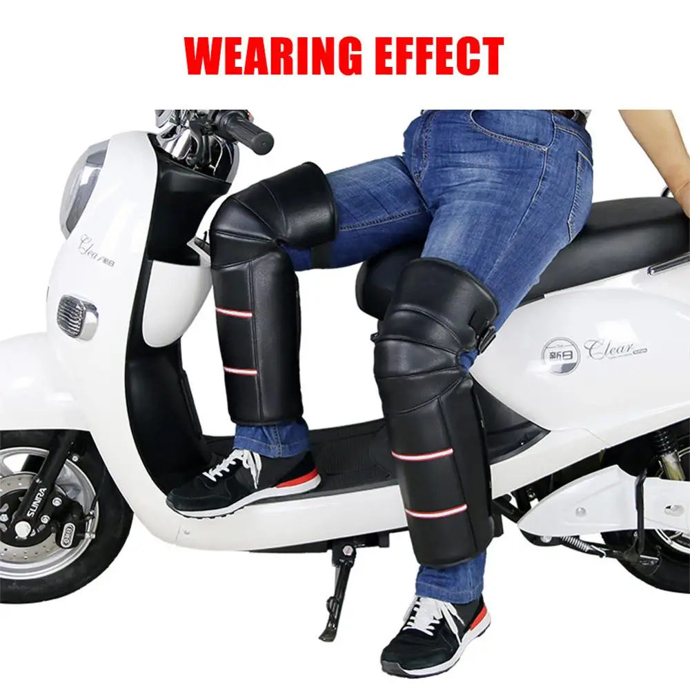 

Motorcycle Knee Pads, PU Leather Windproof Leggings Knee Pads, Windproof Warm Motorcycle Electric Car Warm Thick