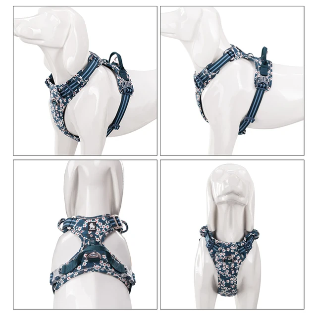 Truelove Pet Harness Floral No Pull Cotton Fabric Breathable and Reflective Soft Cats Dogs Small Medium Walking Running TLH5655 3