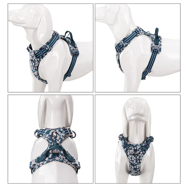 Truelove Pet Harness Floral No Pull Cotton Fabric Breathable and Reflective Soft Cats Dogs Small Medium