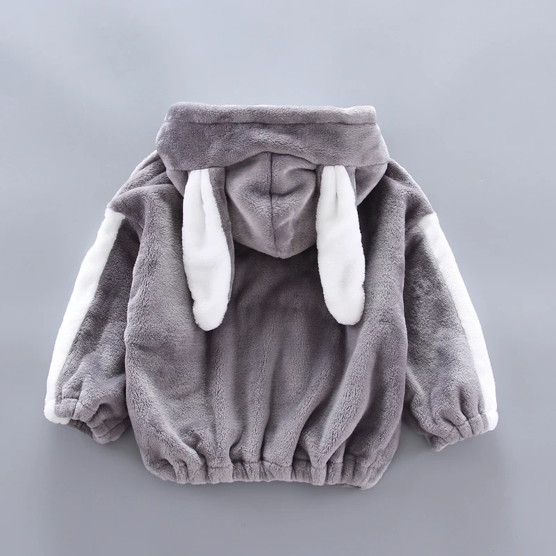 Детская зимняя одежда, костюм Толстая Теплая стеганая одежда с кроликом для малышей куртка с капюшоном для мальчиков и девочек, штаны спортивный костюм из 2 предметов для малышей