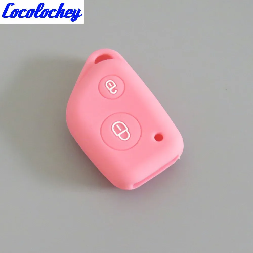 Cocolockey силиконовый чехол для автомобильных ключей для peugeot 106 205 206 306 405 406 для Citroen Berlingo Xsara Picasso Saxo 2 кнопки - Название цвета: Light pink