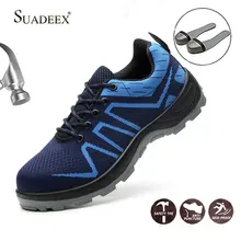 SUADEEX безопасность, выживание обувь Сталь носок Сталь кроссовки для рук Защита от скольжения и рабочая обувь работы Для мужчин рабочие ботинки удобные промышленные ботинки