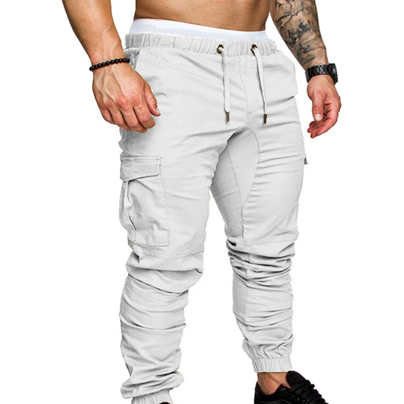 White Хип хоп Уличная джоггеры Pantalon Hombre спортивные штаны мужские брюки мужская хлопковая одежда Повседневная Pantalon Homme Cargo - Цвет: White
