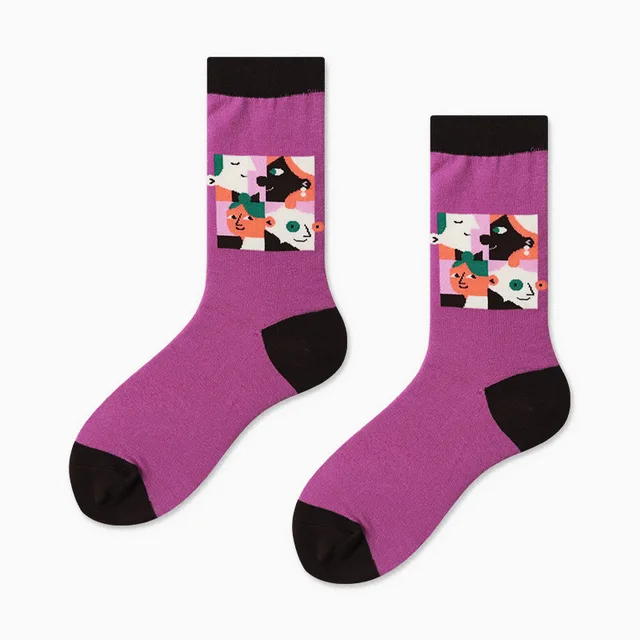 Autumn/Winter Couples Skateboard Sox Creative Abstract Art Harajuku Hip Hop Streets Tide Socks Colorful Funny Socks Skarpetki 23
