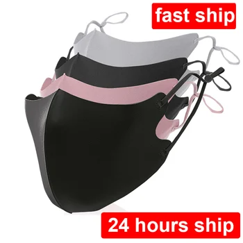 

New Black Mask Mouth Caps Face Mask Washable Cotton Reusable Masks Silk Ice Drape On Mouth Cloth Facial Masks Flu Washable Caps