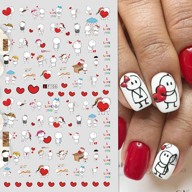 BeautyBigBang Nail Stickers Valentines Day 3D Sticker Adorable