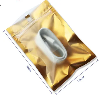 

100Pcs/Lot Multi sizes Gold Zipper Lock Aluminum Foil Resealable Valve Zip Lock Bags Food Grocery Storage Package Bag wiith han
