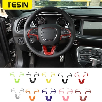 

TESIN ABS Car Interior Steering Wheel Decoration Cover Stickers for Dodge Challenger 2015+ for Dodge Charger 2015+ Accessories