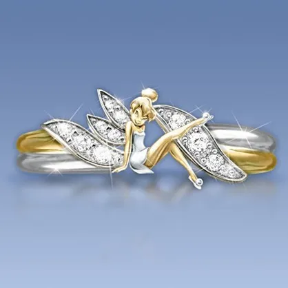 Крылья ангела, модные кольца для женщин, Серебряное ювелирное изделие, милое кольцо для девушек, женское золотое кольцо с кристаллами для женщин, подарки на день рождения