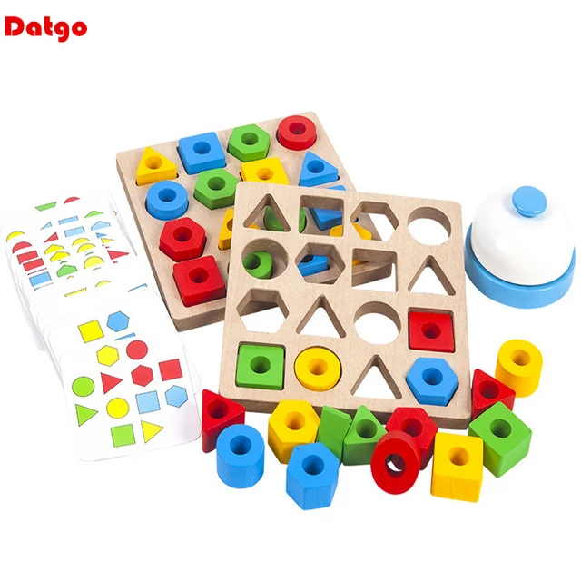 Montessori Geometric Shape Color Matching Interactive Toy For Kids Board Game Puzzle Learning Educational Wooden Children Toys 1