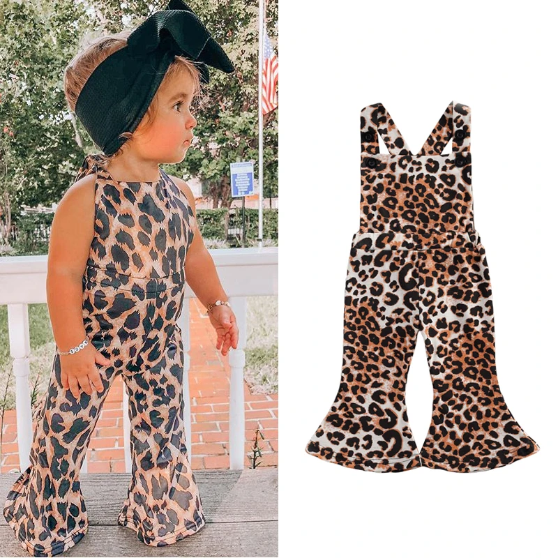 Focusnm 0-3y adorável infantil bebê meninas macacão calças leopardo impressão sem mangas sem costas macacões