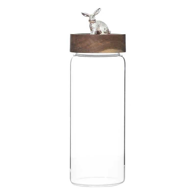 Food storage glass jars lead-free kitchen storage bottles with lid sealed cans large capacity candy glass jar tea box WF1111025 - Цвет: B large