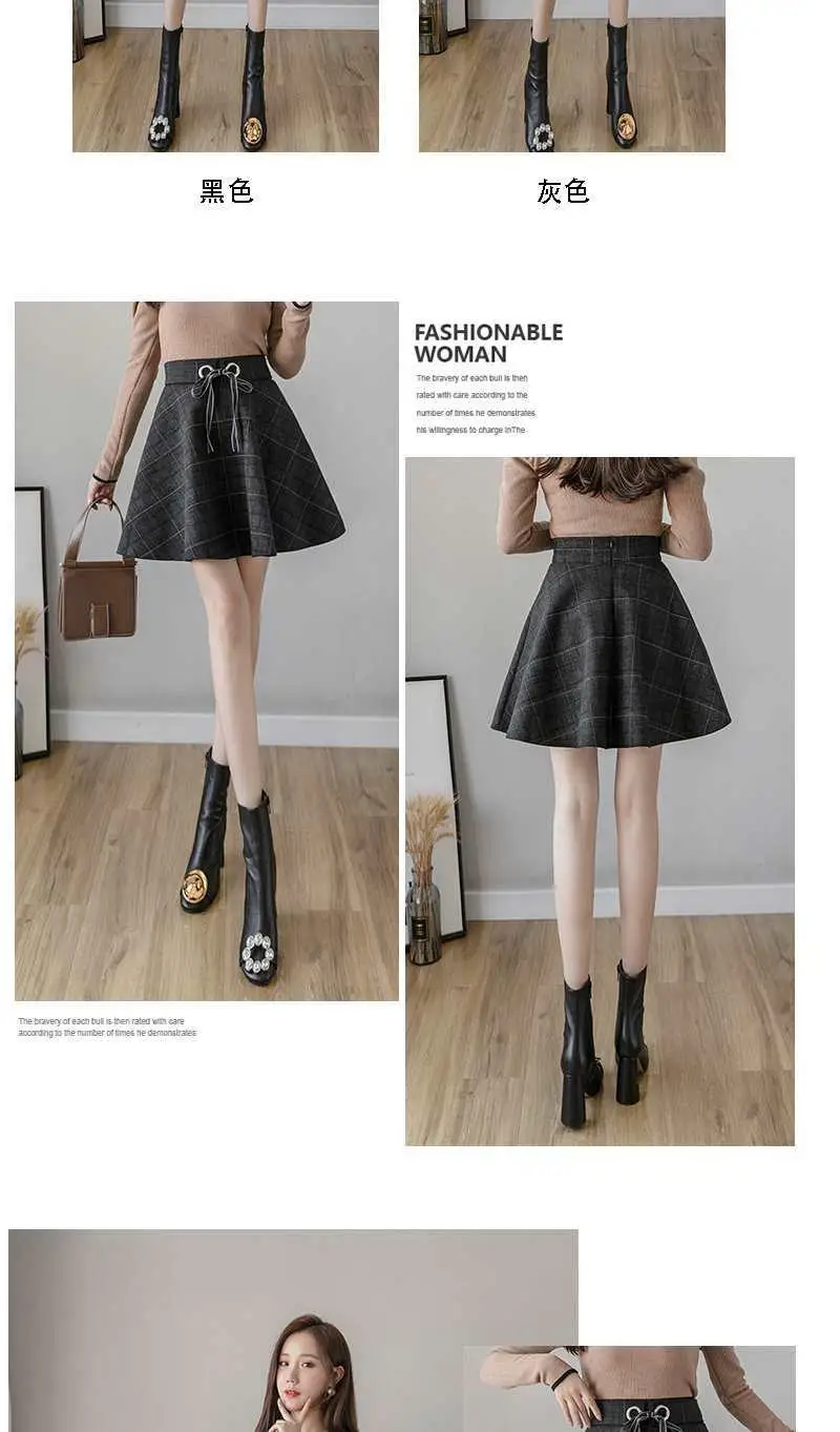 sequin skirt High Quality New Autumn Pocket Woolen Blend Winter Shorts Women Fashion Button Plaid Office Work Skirt Retro Women Mini Skirts denim skirts for women