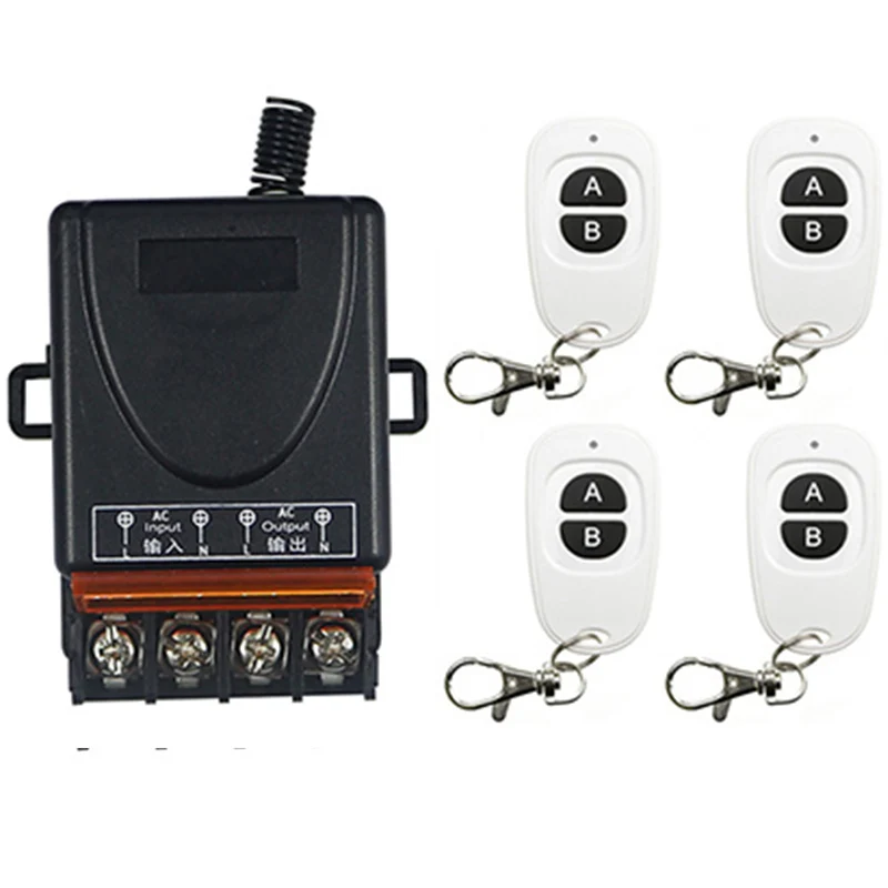 AC 110V 220 V 1 CH 1CH 10A RF Wireless Switch Relay Receiver Remote Controllers & White AB keys Waterproof Transmitter | Обустройство