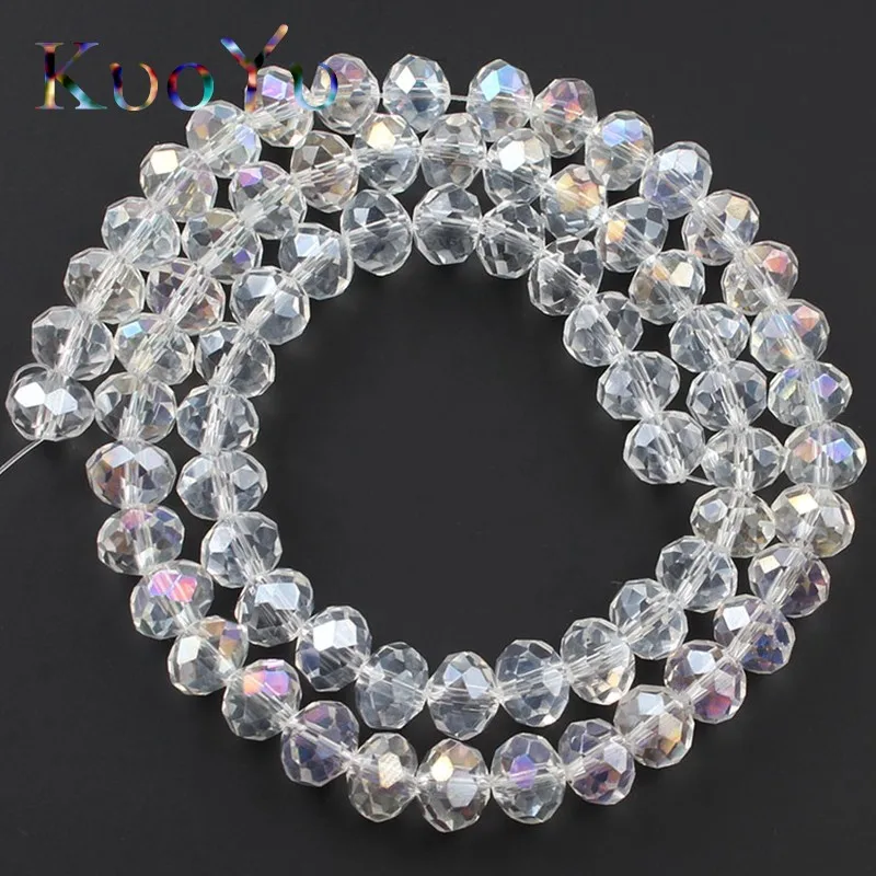 

Wholesale Faceted AB Clear Glass Crystal Rondelle Spacer Beads 4 6 8 10 12 mm Pick Siz For Jewelry Making DIY Bracelet Necklace