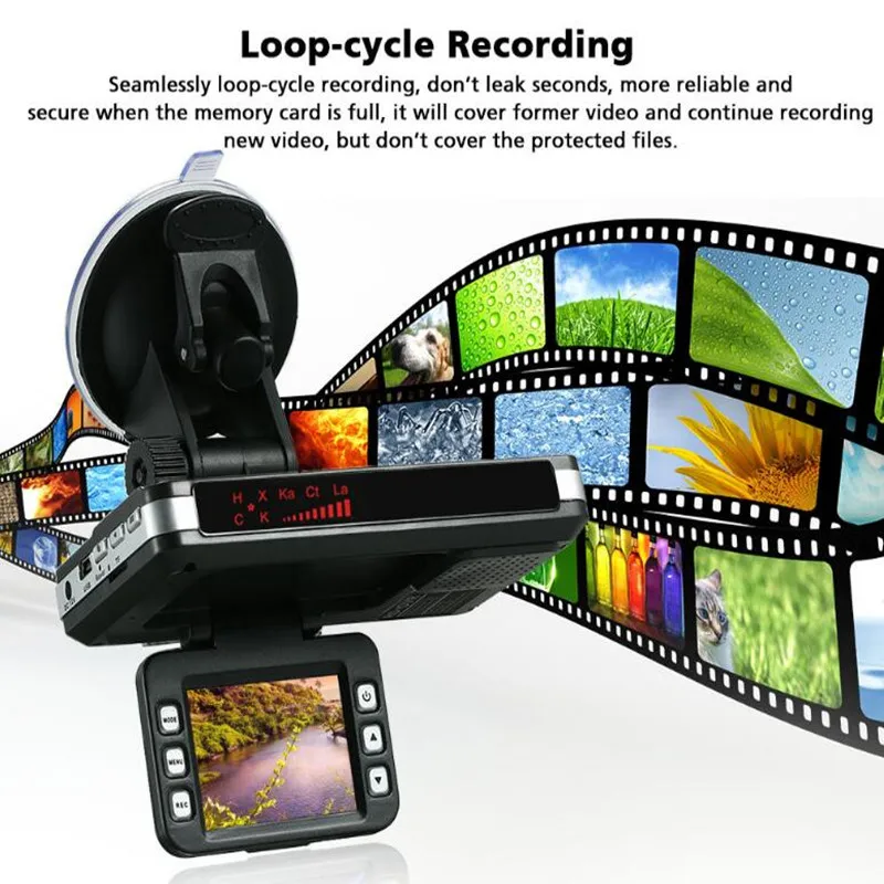 NEW For 2 in 1 MFP 5MP Car DVR Recorder+Radar speed Detector Trafic Alert English Dropshipping Backup Camera 2.27