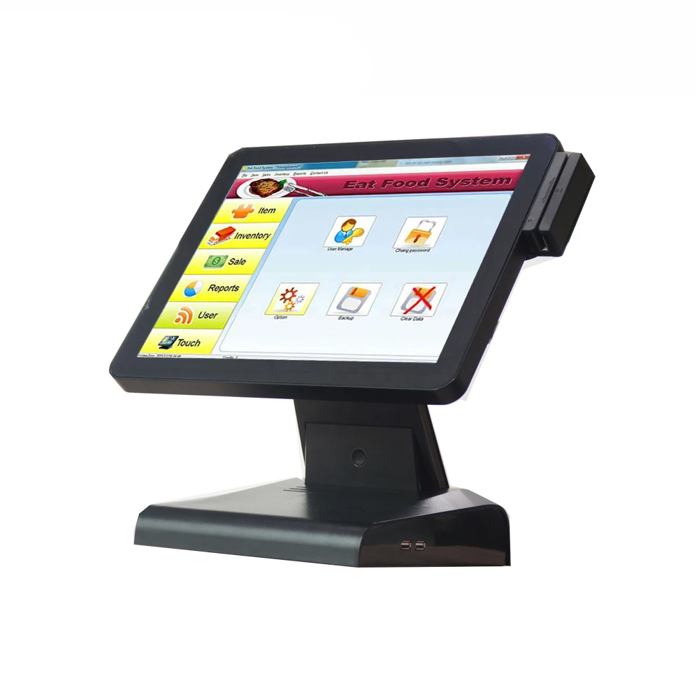 Сенсорный экран 5 провода резистивный компьютер и MSR pos система для кухни - Цвет: black
