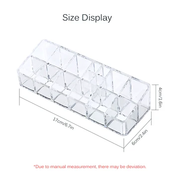 

Transparent Lipstick Case Plastic Lipstick Holder Makeup Organizer Storage Box Nail Polish Storage Organizer with 15 Slots