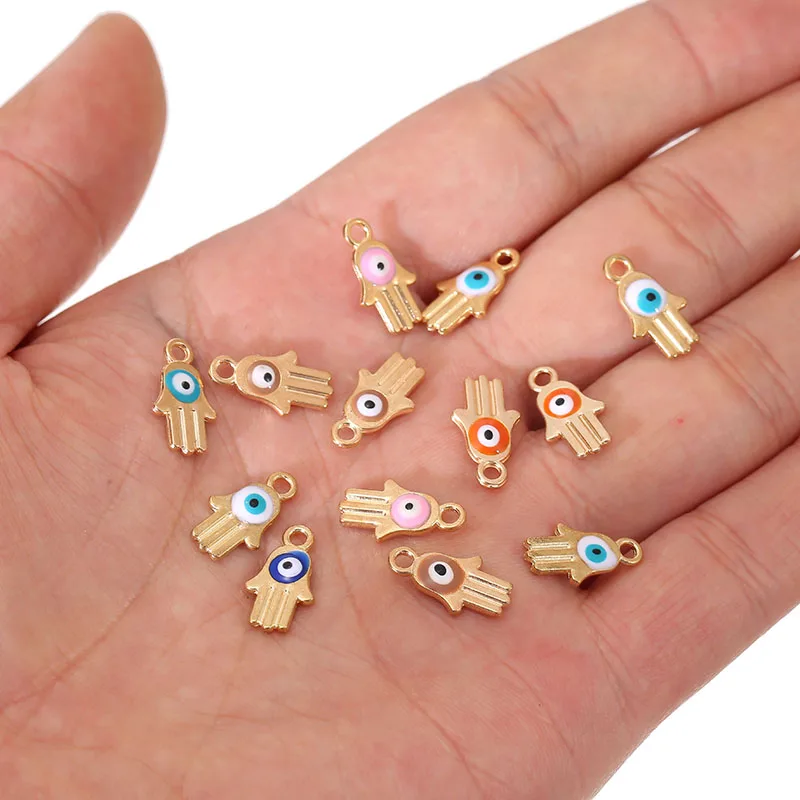 

30pcs/lot Hamsa Hand Eye Charms Pendant Gold Color DIY Handmade Necklace Bracelet Jewelry Accessories