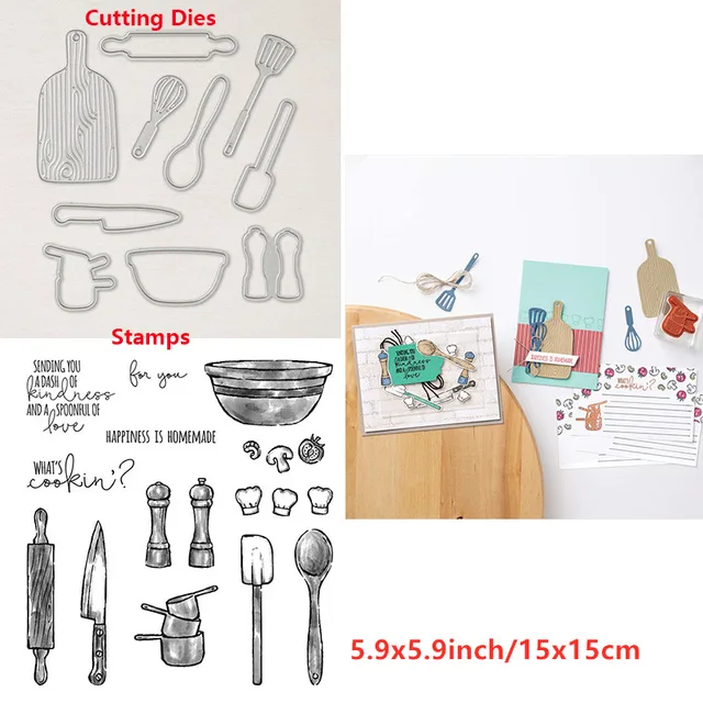 Cooking Tools Flowers  Trees Stars Cats Sending Hugs Transparent Clear Stamps And Dies for DIY Scrapbooking Craft Cards 2021 New 5