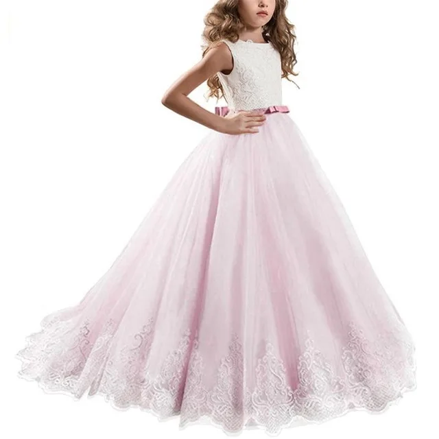 Pink Teenager Bridesmaid Dress For Girls Kids Dresses Children Princess Dress Pageant Girl Party Dress 10 12 Years Dropshipping - Цвет: Pink