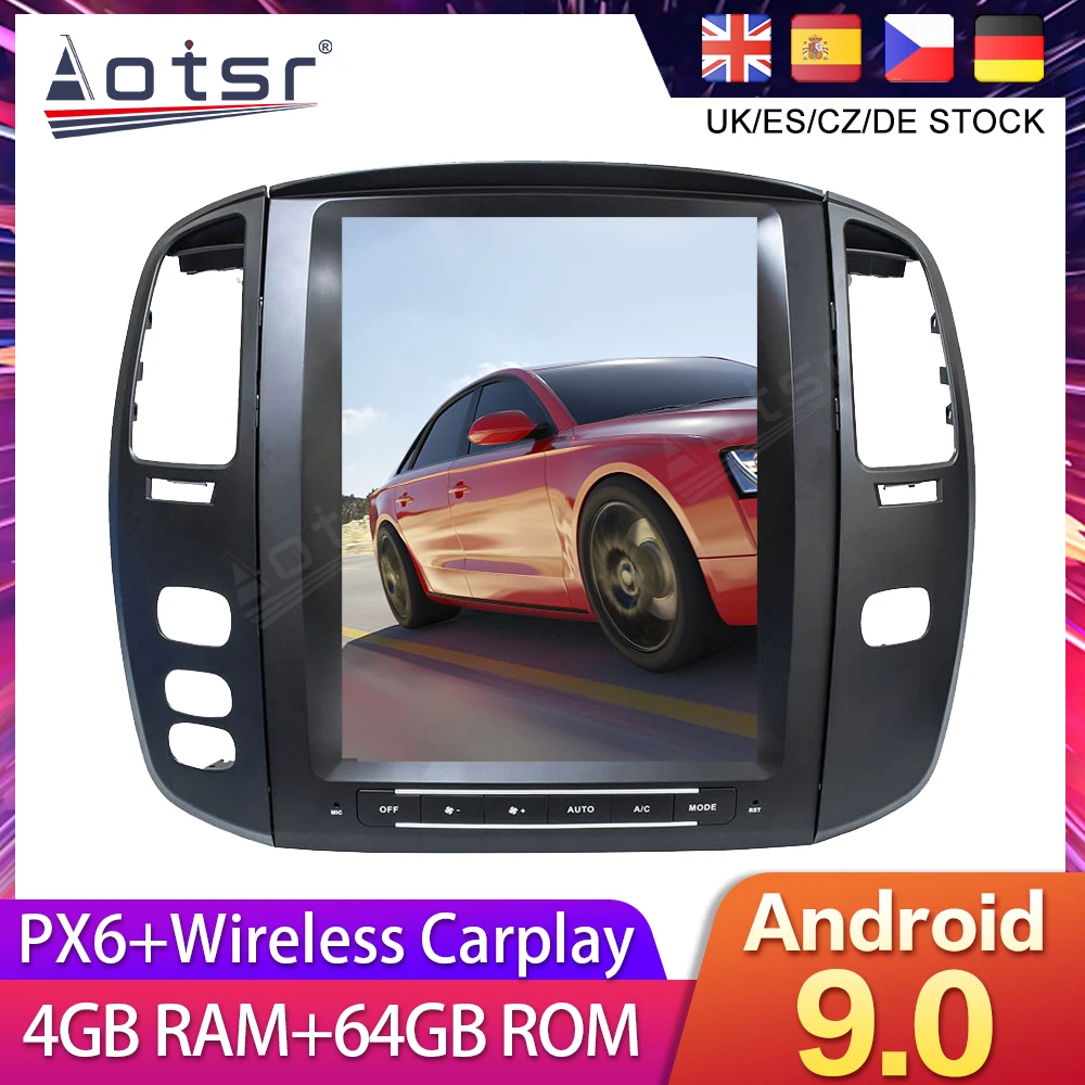 For Lexus LX470 Toyota LC100 2002-2007 Tesla styel Android 9 Car DVD Screen GPS Navigation Auto Radio Multimedia Palyer HeadUnit
