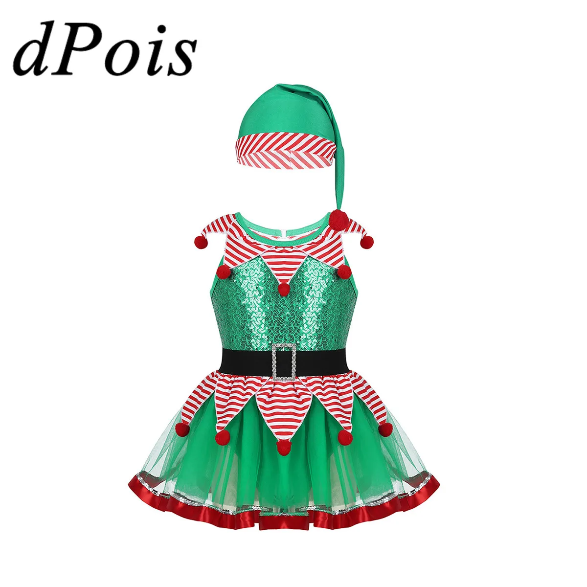 

Kids Halloween Fancy Cosplay Costumes Girls Christmas Santa Claus Role-playing Outfit Glitter Mesh Tutu Dance Wear Leotard Dress