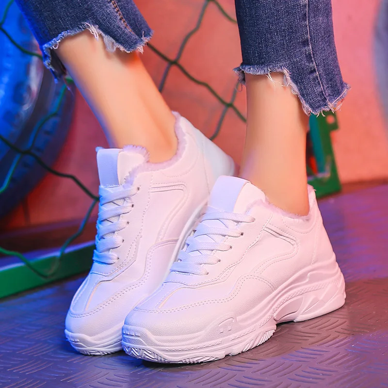 

2019 Autumn New Style Korean-style Dad Shoes Fashion Thick Bottomed Brushed And Thick White Shoes Casual Students WOMEN'S Shoes