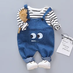LZH – vêtements de printemps pour bébés garçons, ensemble décontracté rayé, haut + salopette de Sport, 2 pièces, costumes pour nourrissons 
