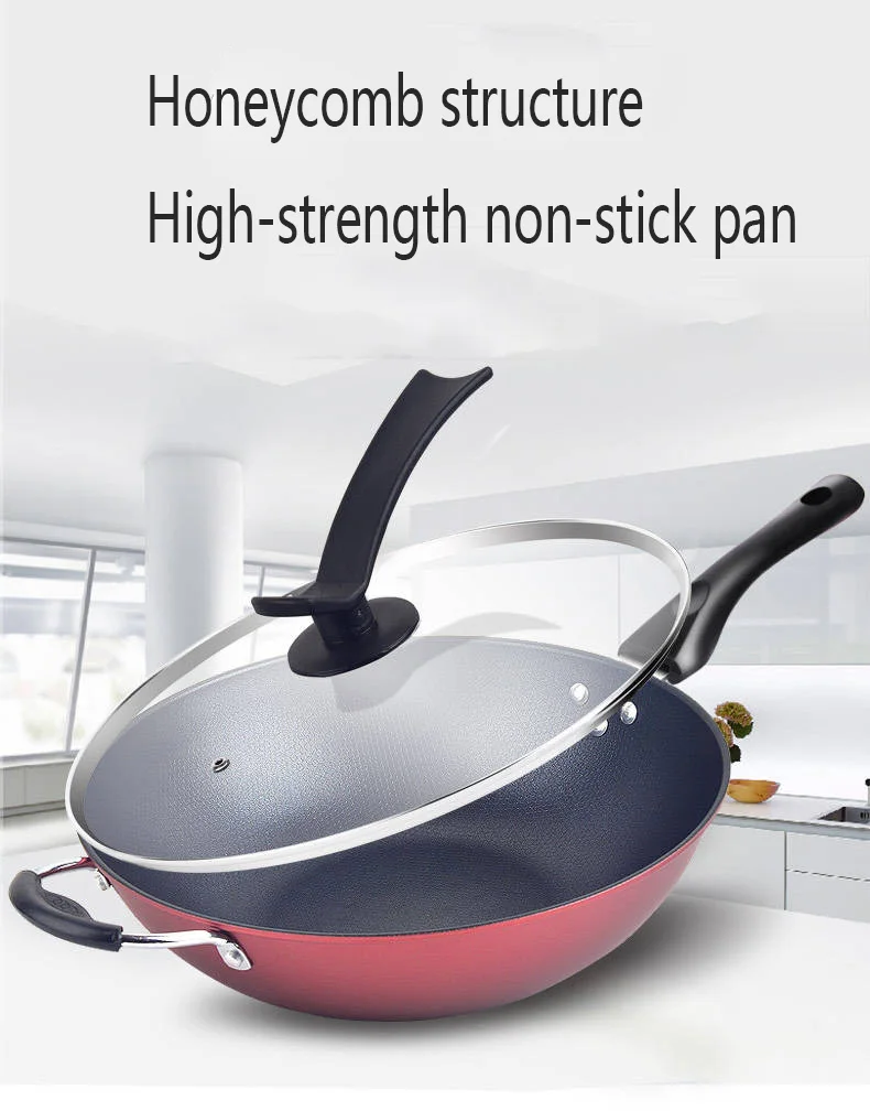Wok антипригарная Бытовая кастрюля Wok меньше масла дыма железная кастрюля для индукционной плиты газовая Универсальная кухонная сковорода чугуна