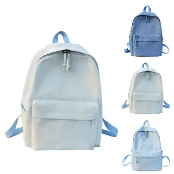 

1Pc Solid Color School Backpack Simple College Style Denim Backpack Portable Casual School Bookbag Travel Backpack For Students