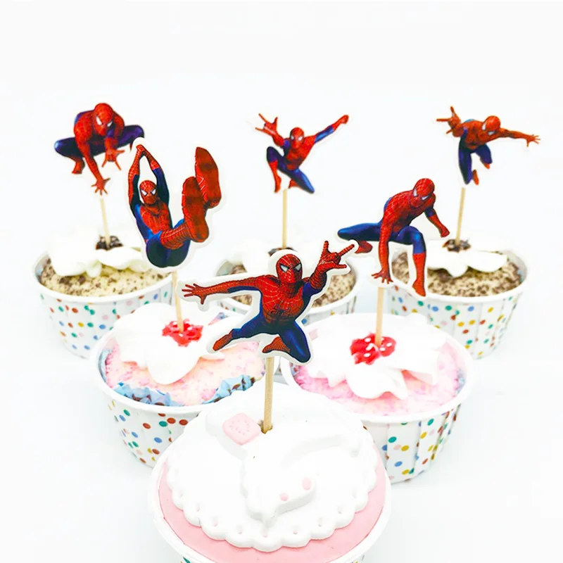 24 шт Черный мультфильмы торт топперы капкейки выбирает Свадебные Baby Shower чашки