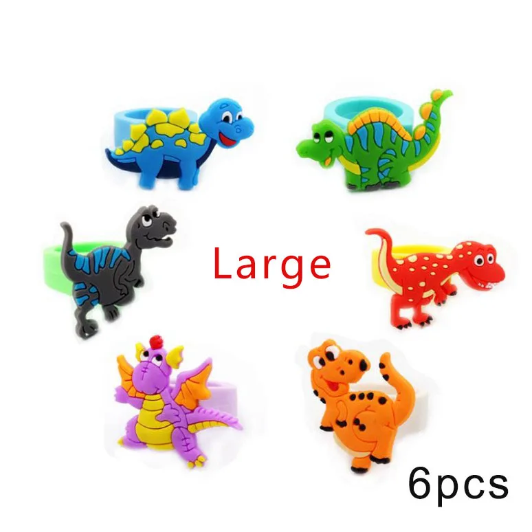 6pcs 10pcs Environmental Unicorn Mermaid dinosaur Ring Girl boy chindren PVC Silicone Ring Handmade Children's Cartoon Ring 