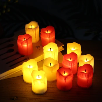 

Pack of 12 or 24 Electric Plastic Led Candle Light with Flickering Flames Flameless Fake Candle for Birthday/Wedding /Christmas