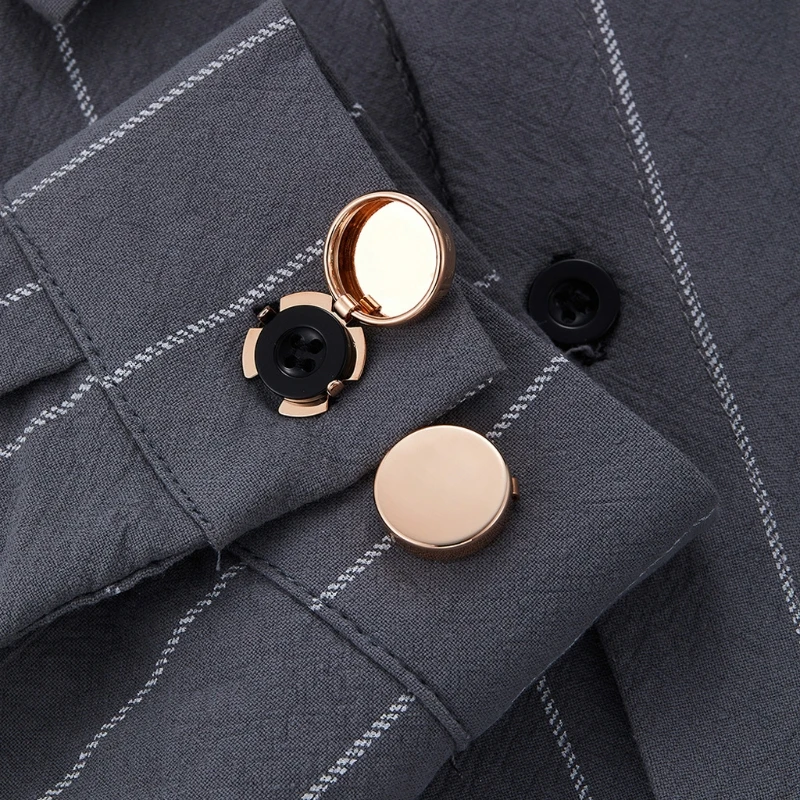 

Brass Round Cuff Button Cover 1 Pair Imitation Cuff Links Cufflinks for Men's Wedding Formal Shirt