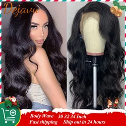 Natural Color Body Wave Lace Frontal Human Hair Wigs 13X4 Frontal Lace Wig 34 Inch Remy Hiar Preplucked Hairline Wigs For Women