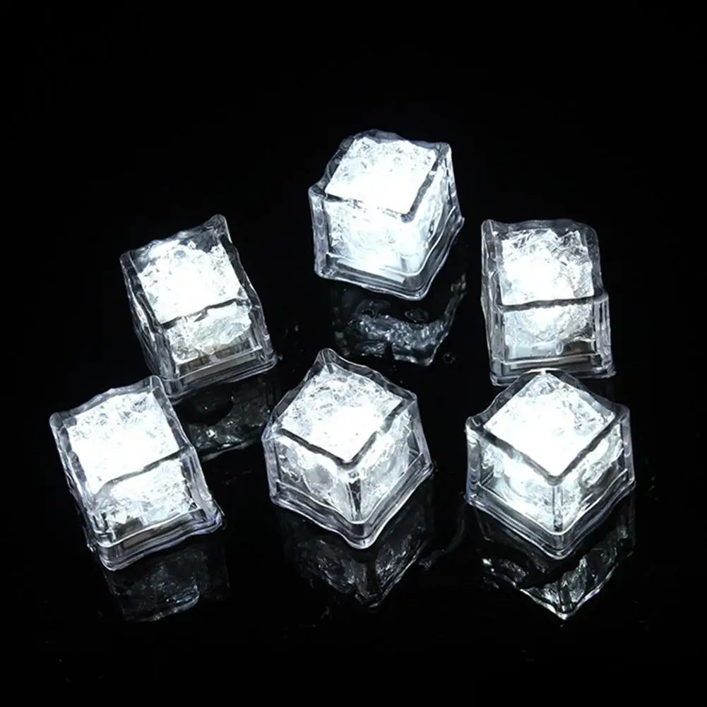 white 12 шт. DIY светодиодный свет кубики льда красочные вспышки света Свадебные праздничные вечерние декоративные светящиеся кубики льда - Цвет: white