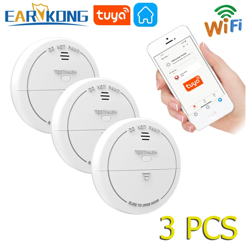 Tuya WiFi Smoke Sensor Fire Protection Top Smoke inlet Detector Smokehouse Combination Fire Alarm Home Security Firefighters smoke alarm