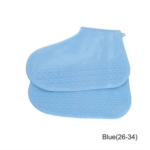 Уникальное многоразовое латексное водонепроницаемое покрытие на обувь от дождя Нескользящие резиновые непромокаемые сапоги обувь 26-44 размера аксессуары - Цвет: Blue(26-34)