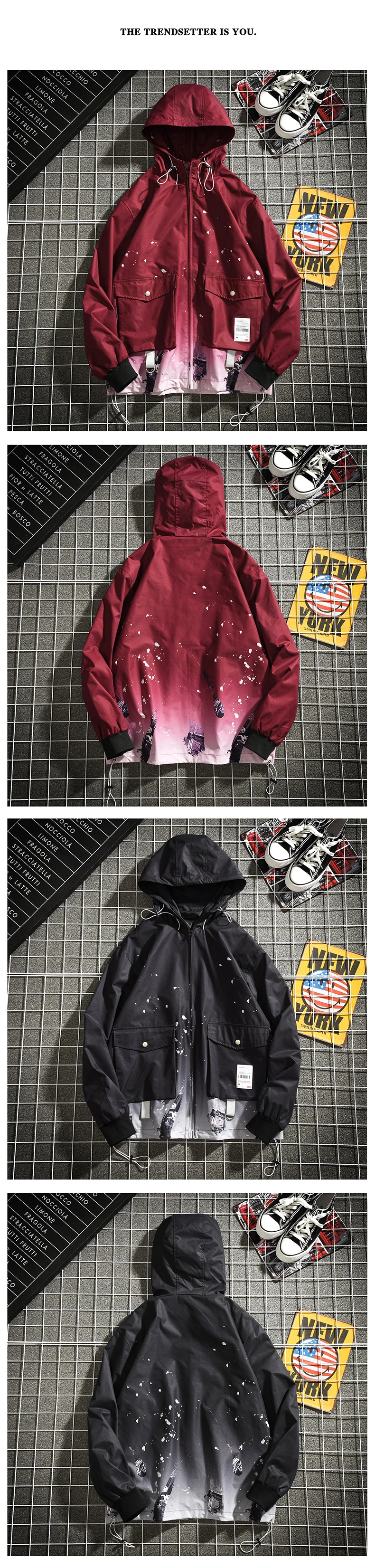 Куртка Ветровка Звездная ночь брызги чернила харакуджу уличная розовая толстовка с капюшоном в стиле хип-хоп с капюшоном спортивная куртка Верхняя одежда куртка на молнии