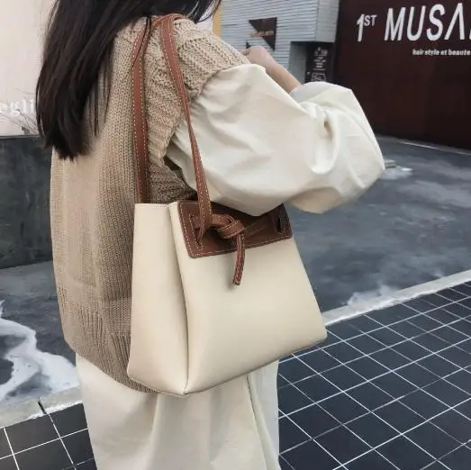 Новая корейская модная вместительная сумка-мешок на одно плечо