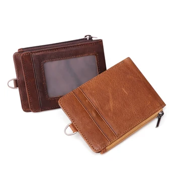 

Genuine Leather Men's Wallet Credit Card Holder Coin Purse Vintage Crzay Horse Leather Driver License Holder RFID Wallet
