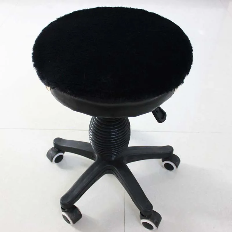 round black Подушка для спины из искусственной шерсти, Круглый квадратный диванная подушка из искусственного меха, красный, серый, черный, розовый, белый мат «татами», подушки для офисных игр - Цвет: round black