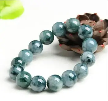 

Free Shipping 14mm 100% Natural A Grade Green Jade Jadeite Round Gemstone Beads Bracelet 7.5''