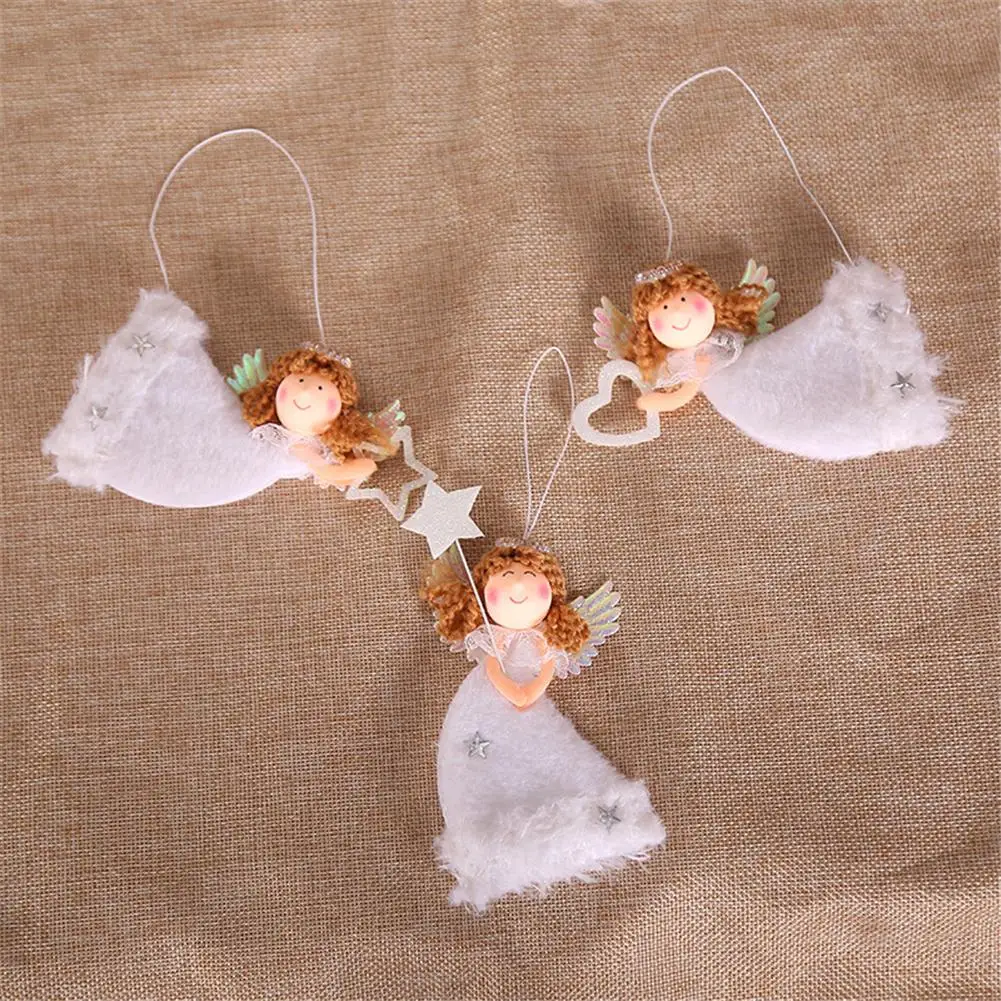 

3PCS Christmas Pendant Cute Heart-shape Flying Angel Plush Hanging Christmas Tree Innovative Decoration New Year Christmas Gift