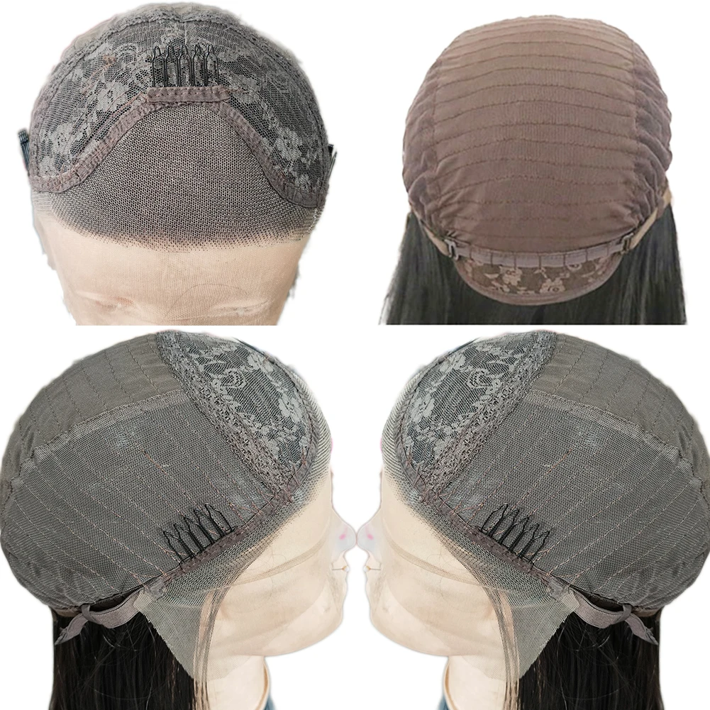 RONGDUOYI Long Lace Wig Synthetic Lace Front Wigs for Women Side Part Wavy Wig Brown High Temperature Hair Cosplay Wigs