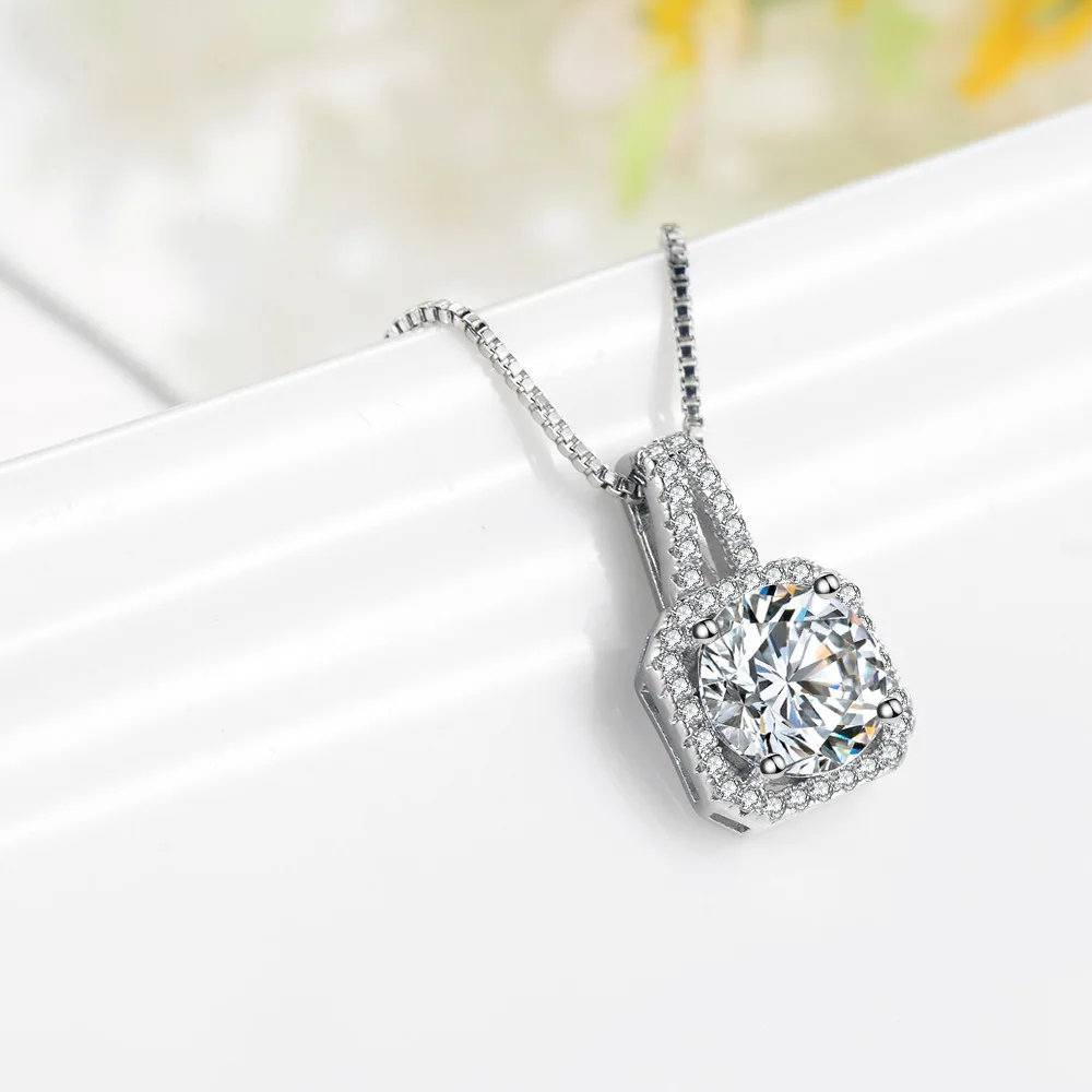 

Single Pendant Square Micro Pave Short Women's Korean Style Zircon Square Crystal Pendant Simple Choker Square Hipster